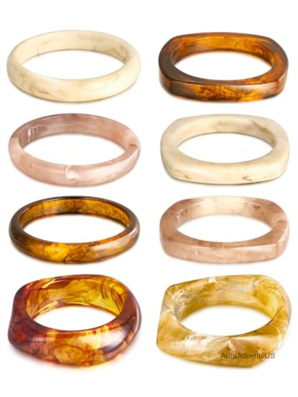 Chunky Wide Bangle Bracelet Set 8 Pcs Acrylic Resin Wrist Bangles for Women